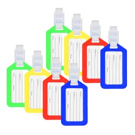 Lizzy 8 Pack Luggage Tags | Travel Bag ID Name Labels for Suitcases, Handbags, Backpacks, School Bags | Durable Reusable Plastic Identity ID Labels for Men & Women