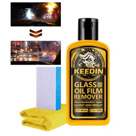 KEE KEEDIN Degreaser Car Glass Oil Film Cleaner Window Cleaner for Car Windshield to Remove Oil & Water Stains Without Damaging Glass include Towel& Sponge