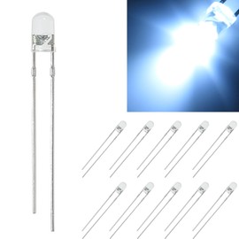 Hi-FIELD Super Bright LED White 3mm 18000mcd 20mA 30° Cannonball Shape Light Emitting Diodes 10pcs