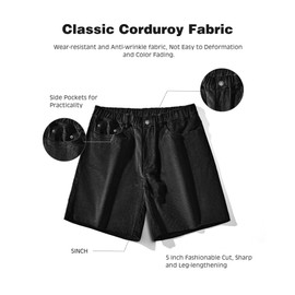 AIMPACT Mens Corduroy Jean Shorts 5" Comfort Stretch Casual Cotton Short Shorts for Men (Black M)