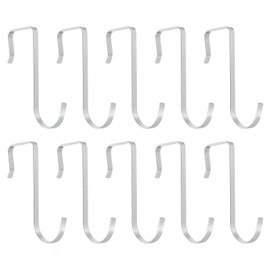 sourcing map 10Pcs J-Shaped Hook, Hanging Sink Grid Hooks Fit 25mm OD for Hanging, Drying, Kitchen Spoon Hanger Supermarket, Silver