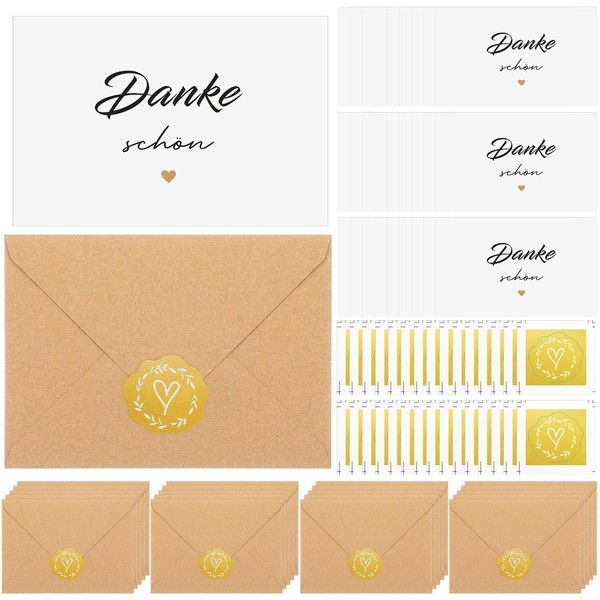 Tenare Set of 30 Thank You Cards with Kraft Paper