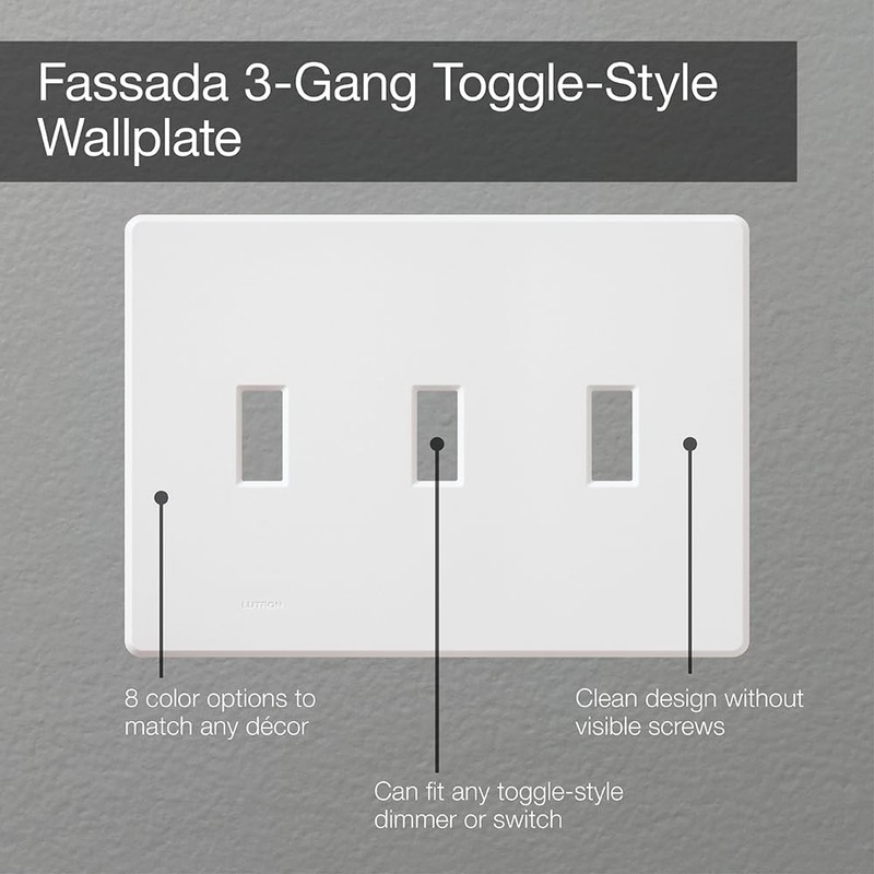 Lutron Fassada 3 Gang Wallplate for Toggle-Style Dimmer and Switches,