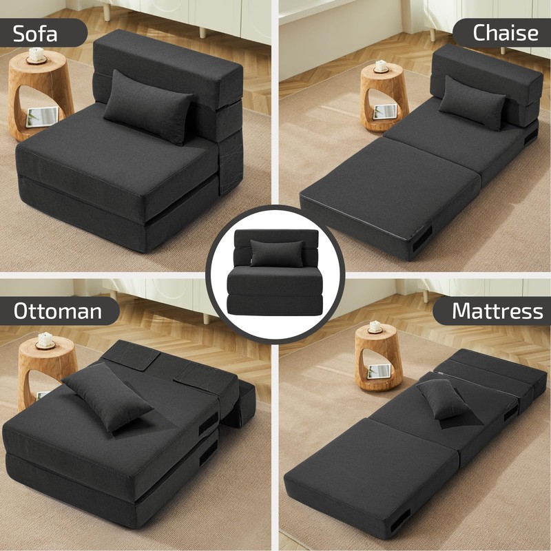 SUYOLS Folding Sofa Bed with Pillow- Convertible Chair Floor Couch