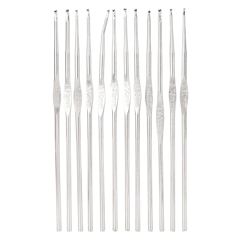 12 Pcs Crochet Needle Set Aluminum Oxide Weaving Sewing Knitting