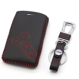 Happyit Car Genuine Leather Smart Key Cover Case for Renault Clio Scenic Megane Duster Sandero Captur Twingo koleos 4 buttons Remote Control (Red)