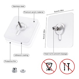 Savita 14pcs Adhesive Wall Screws, No-Trace Sticker Free, Wall Mount Hanging Nails for Kitchen Bathroom(0.51inch)