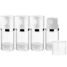 4 Pcs 50ml/1.7oz Airless Pump Jar Refillable Vacuum Pump Dispenser Bottles Travel Cosmetic Containers for Lotion Essence Shampoo Toiletries