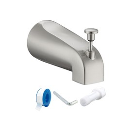 FROPO Tub Spout with Diverter, Slip On Bathtub Spout Fits 1/2'' Copper Tube(5/8'' Dia), Bathroom Tub Faucet with PTFE Tape & Hex Wrench, Brushed Nickel