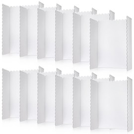 12 Pcs White Trifold Poster Board Cardboard Presentation Board Science Fair Display Foldable Paperboard for Fun Projects Memorial Photo Collage Study Business Cubicle Background