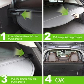 Liizoo Cargo Cover for Volkswagen Touareg Cargo Cover 2019-2024 Accessories Rear Trunk Cover Rear Trunk Security Cover Shielding Shade, Black