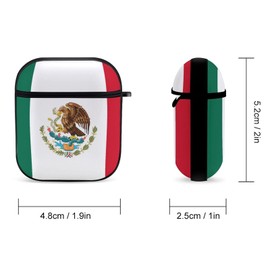 YouTary Mexico Flag Pattern Compatible with Airpods 1 & 2 Case Cover with Keychain Headphone Cover Unisex Shockproof Protective Wireless Charging Accessories