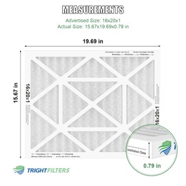 TRIGHTFILTERS 16x20x1 Air Filter 4 Pack, MERV 8 Pleated Dust Defense Air Filters Replacement Air Conditioner HVAC AC Furnace Filter, Durable and Lightweight
