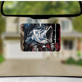 Country Grace With Alisha Fish Usa Flag Unscented Hanging Car Air Freshener Freshie