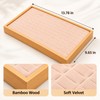 Bamboo Wood Velvet Ring & Stud Earring Display Tray –