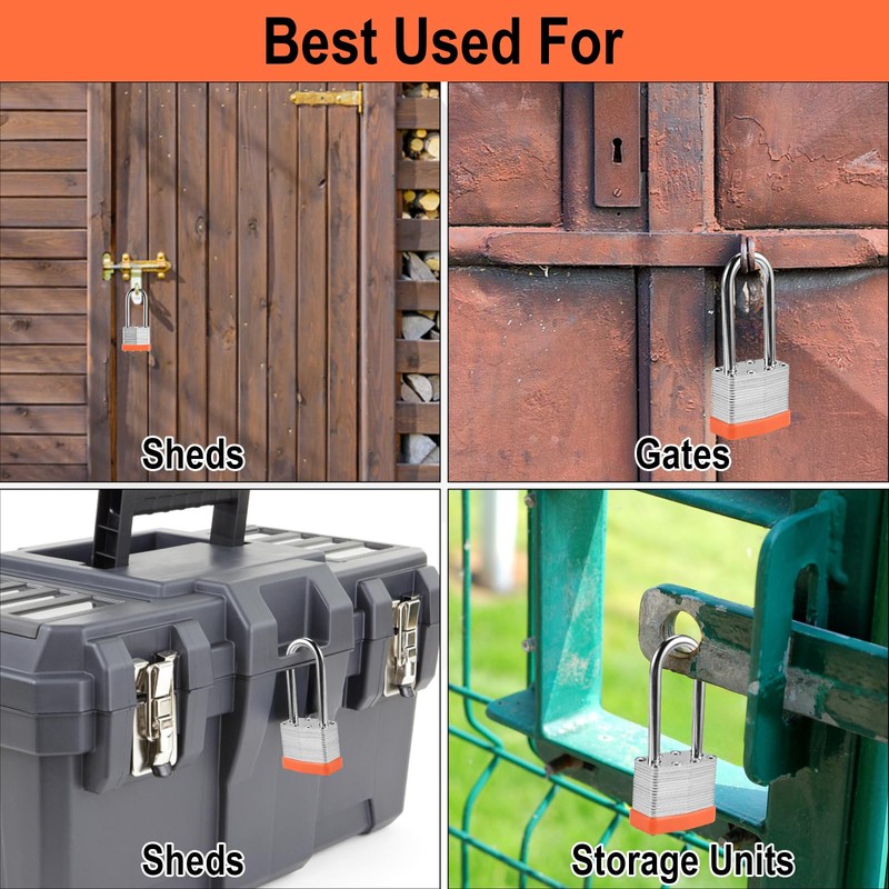 6pcs Solid Keyed Alike Padlock with 12 Same Keys &