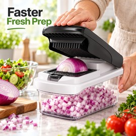 14/15-in-1 Multifunctional Vegetable Chopper with Container and Stainless Steel Blades