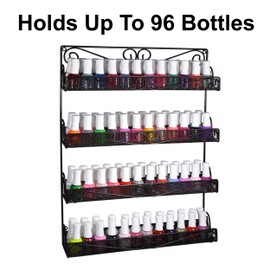 AMT 4 Tier Nail Rack, Pack Metal Wall Mount Organizer,Young Living Essential Oils Organizer, Pantry Cabinet Door Shelf Storage.Hanging Display for Spice Jars, Sauces, Herbs, Nail Polish, Cosmetic Beauty Bottles