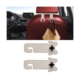 KHGUZ Bling Car Seat Headrest Hooks, 2PCS Butterfly Crystal Vehicle Hanger Holder for Storage Bag Purse, Diamond Rhinestone Auto Hanging Organizer Accessories, Universal for SUV, Sedan, Truck (Beige)