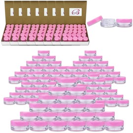 Beauticom 3G/3ML Round Clear Jars with Pink Lids for Acrylic Powder, Rhinestones, Charms and Other Nail Accessories - BPA Free (Quantity: 1000 Pieces) Product Name