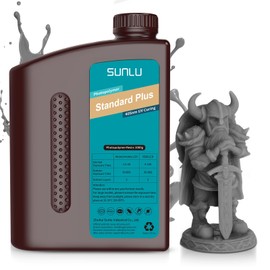 SUNLU 3D Printer Resin, Upgraded Standard Plus Fast Curing 3D Resin, 395 to 405nm UV Curing 3D Printing Photopolymer Resin, Higher Precision, Stronger Toughness, Standard Plus Resin 2000g, Dark Grey