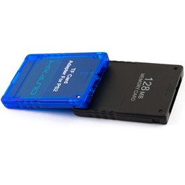 whiteeeen MX4 ISO TF Card Reader Adapter Transparent Blue and 128MB Memory Card for PS2