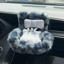 x xotic tech Car Seat for 10-17cm Dolls with Air Vent Clip and Desktop Stand, Cute and Functional Car Ornament for Blind Box Doll Fans, Collectors (Gray Leopard)