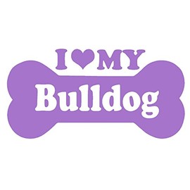 STICKER DAD I Love My Bulldog Bone V1 Vinyl Decal by stickerdad® - Size: 7.5", Color: Lavender - Windows, Walls, Bumpers, Laptop, Lockers, etc.