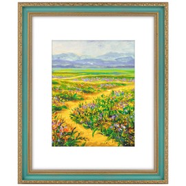 Golden State Art, 16x20 Vintage Ornate Finish Photo Frame with White Mat for 11x14 Picture & Acrylic Plexiglass. Color: Gold-Green