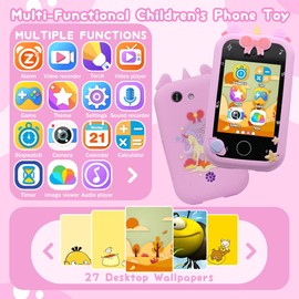 OBEST Smartphone para niños, Teléfono de Juguete para niños, Puzzle y Juegos de Aprendizaje, Reproductor de música, Visualización táctil, Doble cámara, Regalo de cumpleaños de Navidad