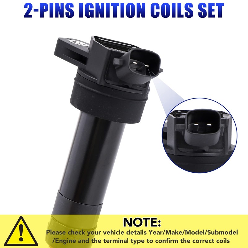 Set of 4 Ignition Coil Pack Spark Plugs Fits for