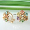 Navachi 18k Gold Plated Colorful Crystal Leaves Flower Clip-on Az1127