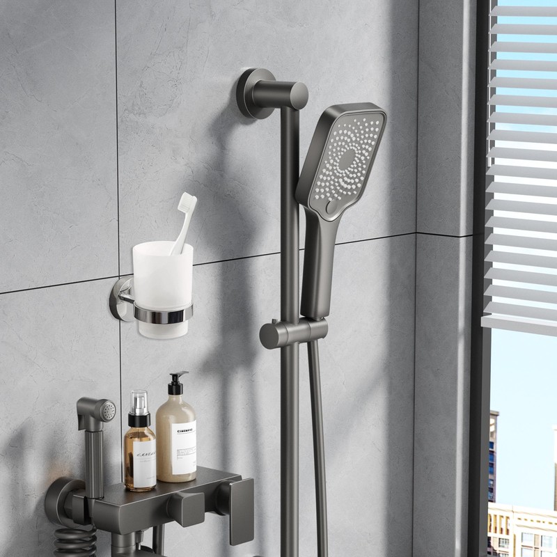 Wall Mount Toothbrush Holder with Frosted Glass Cup, Toothbrushes Toothpaste