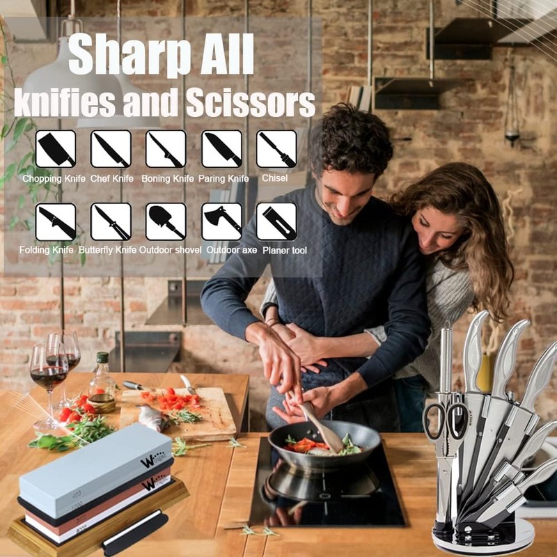 Knife Sharpening Stone Kit – 400/1000 3000/8000 Grit Wet Kitchen