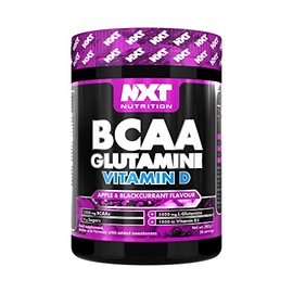 NXT Nutrition BCAA, Glutamine & Vitamin D | BCAAs Amino Acids with Vitamin D3 and L-Glutamine - for Recovery, Gut Health and Muscle Protein Synthesis | 360g - 30 Servings (Apple & Blackcurrant)