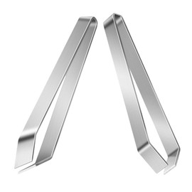 CIYODO 2pcs Fish Bone Remover Tweezers Set Stainless Steel Flat and Angled Poultry Hair Plucker Precision Kitchen Tool Ergonomic Handle for Meat Deboning Chicken Duck Pork