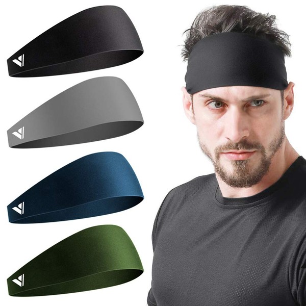 Vgogfly Running Headbands for Men Sweatbands Sports Sweat Bands Mens Workout Thin Fitness Gym Yoga 4 Pack