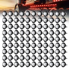MADCATZ Meerkatt Big Sets 3/4 Inch Mini Round 3 LED Side Marker Indicator Clearance Light w/Grommets Truck Car Trailer Boat 12V DC (Clear Lens/Red Light) 100 Pcs.