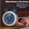 Reloj Despertador Análogo de Doble Campana, Reloj Pequeño Silencioso de