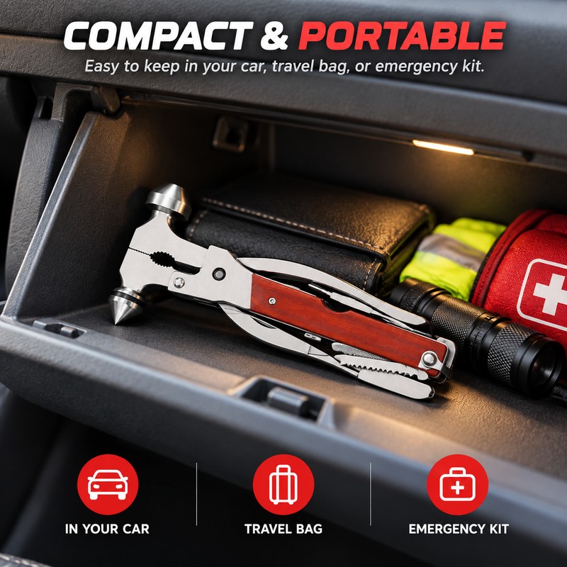 15-in-1 Car Emergency Multi-Tool for Roadside Use – All-Steel Safety