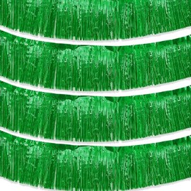 Green Foil Fringe Garland 4PCS,Tinsel Streamers Banners,Tinsel Fringe Banners,for Party Decoration Parade Float Decorations Graduation Ceremony Decorations Festival Celebration,(9.8ft x 4pack)