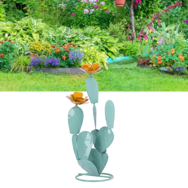 Metal Cactus Statue Decor Life Size Yard Art with Easy