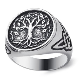 WESTMIAJW Viking Ring Men Norse Viking Tree of Life Rings Jewellery for Men Size Z+1