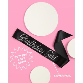 xo, Fetti Birthday Girl Sash - Black + Rhinestone | Fun Birthday Party Decorations, Birthday Girl Party Favor, HBD Supplies, Birthday Queen, Finally 21, Cute Birthday Sash, 30th, 40th, 50th