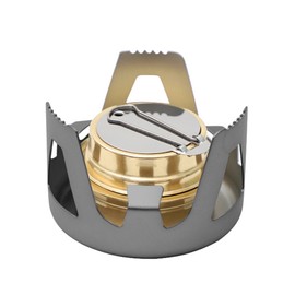 Mini Copper Spirit Cooker Portable Camping Stove with Aluminum Stand for Camping Hiking Travel