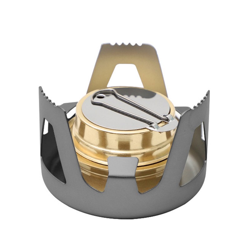 Mini Copper Spirit Cooker Portable Camping Stove with Aluminum Stand