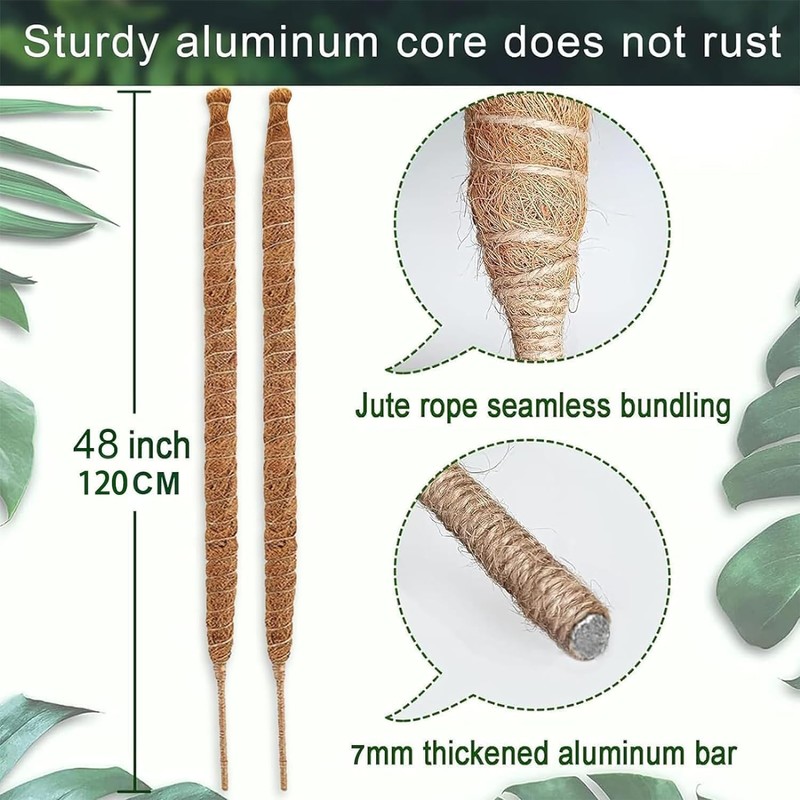 2 Pack 48 Inch Moss Pole, Bendable Moss Pole for