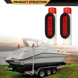 CNNELL Boat Trailer Guide-on Post Pipe Guide Lights LED Submersible DOT EZ Instal Fit for Standard 2" PVC (2-3/8" OD) Guide-on Post of Boat Trailer, Ski Boat or Fishing Boat 1 Set