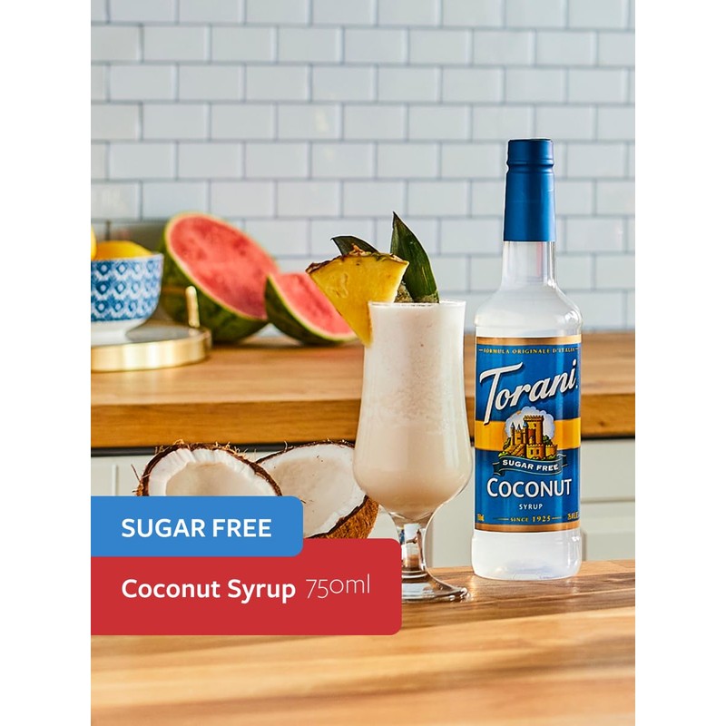 Torani Sugar Free Coffee Syrup, Coconut Flavored Syrup for Drinks,