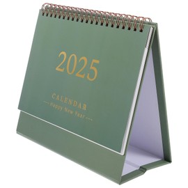 NUOBESTY 2025 Desktop Calendar Stand Up Desktop Year Calendar Table Paper Calendar Daily Scheduler Monthly Pages Easel Calendar(Green)